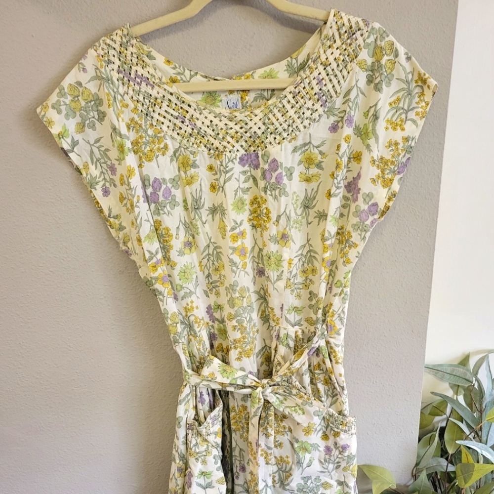 Vintage 1950's Yellow floral Dress